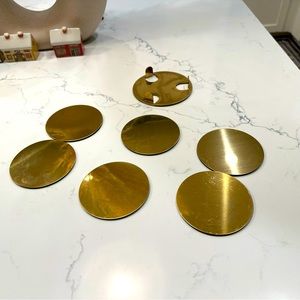 6 pieces gold coasters with holder